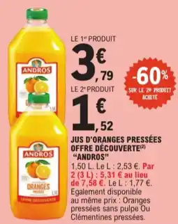 Andros jus d'oranges pressées offre découverte