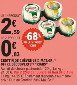E.Leclerc Rians crottin de chèvre 23% mat.gr offre découverte aanbieding