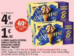 E.Leclerc Nestlé 8 cônes glacés extrême vanille pépites de nougatine format familial aanbieding