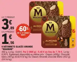 E.Leclerc Magnum 6 bâtonnets glacés amande aanbieding