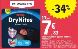 E.Leclerc Huggies sous-vetements de nuit drynite aanbieding