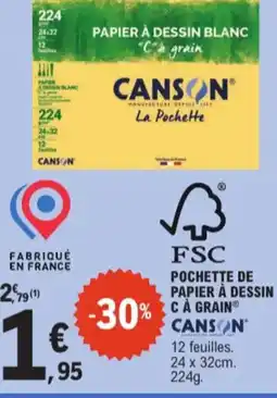 E.Leclerc Canson pochette de papier à dessin ca grain aanbieding