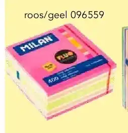 Happyland MILAN neon kleefblaadjes blok 400 blad - 76x76mm roos/geel aanbieding