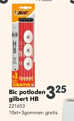 Happyland Bic potloden gilbert HB 10st+3gommen gratis aanbieding