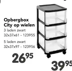 Happyland Opbergbox City op wielen 3 laden zwart 32x37x61 aanbieding