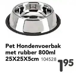 Happyland Pet Hondenvoerbak met rubber 800ml 25X25X5cm aanbieding