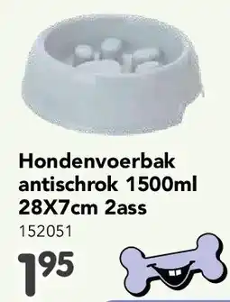 Happyland Hondenvoerbak antischrok 1500ml 28X7cm 2ass aanbieding