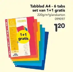 Happyland Tabblad A4 - 6 tabs set van 1+1 gratis 220g/m³glanskarton aanbieding