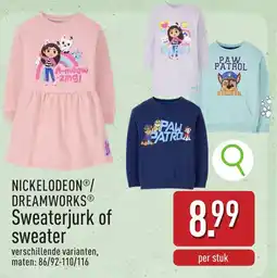 ALDI Nickelodeon / Dreamworks Sweaterjurk of Sweater aanbieding