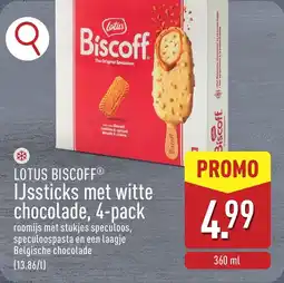 ALDI Lotus Biscoff IJssticks met Witte Chocolade aanbieding
