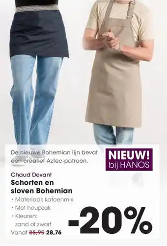 Hanos Chaud devant schorten en sloven bohemian aanbieding