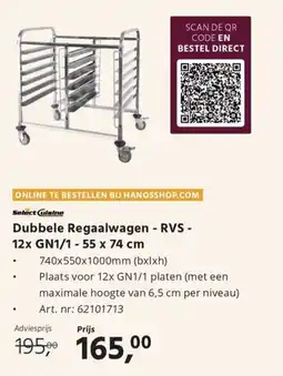 Hanos Dubbele Regaalwagen - RVS 12xGN1/1 aanbieding
