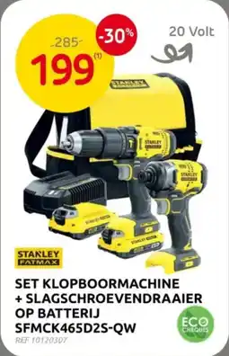Brico Set klopboormachine + slagschroevendraaier op batterij SFMCK465D2S-QW aanbieding