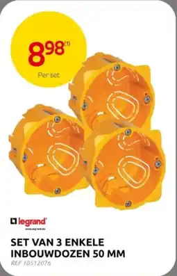Brico Set van 3 enkele inbouwdozen 50 MM aanbieding