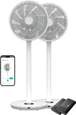 Coolblue Duux Whisper Flex 2 Wit + Duux Battery 10,8 Volt Duo Pack aanbieding