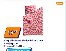 Action Lazy all in one kinderdekbed met hartjesprint aanbieding