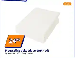 Action Mousseline dekbedovertrek wit aanbieding