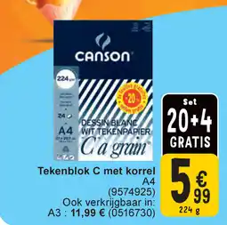 Cora Tekenblok C met korrel A4 aanbieding