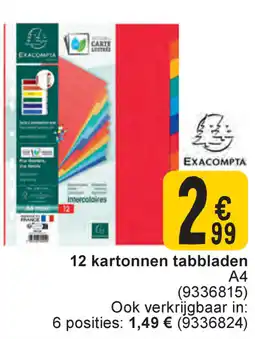 Cora 12 kartonnen tabbladen A4 aanbieding