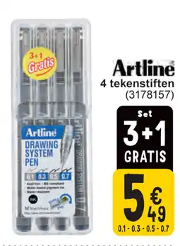 Cora Artline 4 tekenstiften aanbieding
