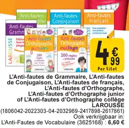 Cora L'Anti-fautes de Grammaire, L'Anti-fautes de Conjugaison, L'Anti-fautes de français, L'Anti-fautes d'Orthographe aanbieding