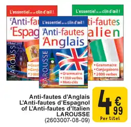 Cora Anti-fautes d'Anglais L'Anti-fautes d'Espagnol of L'Anti-fautes d'Italien aanbieding