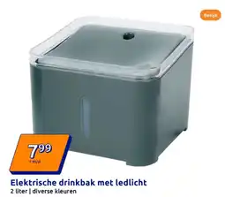 Action Elektrische drinkbak met ledlicht 2 liter | diverse kleuren aanbieding