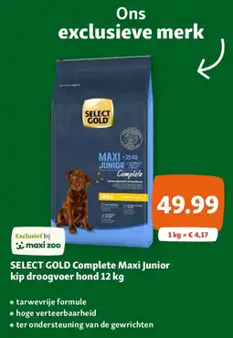 Maxi Zoo SELECT GOLD Complete Maxi Junior kip droogvoer hond 12 kg aanbieding