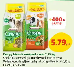 Maxi Zoo Crispy Muesli konijn of cavia 2,75 kg aanbieding