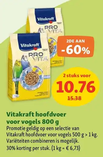 Maxi Zoo Vitakraft hoofdvoer voor vogels 800 g aanbieding