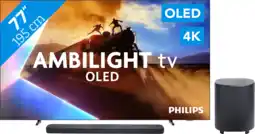 Coolblue Philips Ambilight 77'' OLED760 4K (2025) + JBL Bar 800 M2 Zwart aanbieding