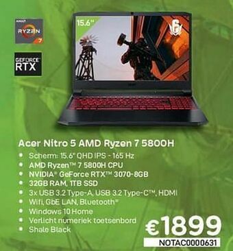 CompuDeals Acer nitro 5 amd ryzen 7 5800h aanbieding