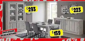 Budget Meubelen Glaskast Tafel Dressoir aanbieding