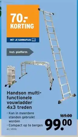 GAMMA Handson multi- functionele vouwladder 4x3 treden aanbieding