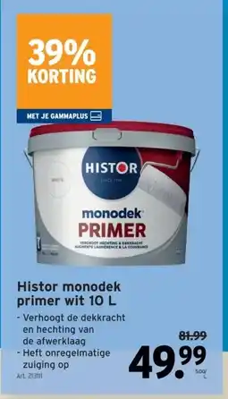 GAMMA Histor monodek primer wit 10 L aanbieding