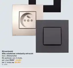 GAMMA Niko schakelaar enkelpolig antraciet aanbieding