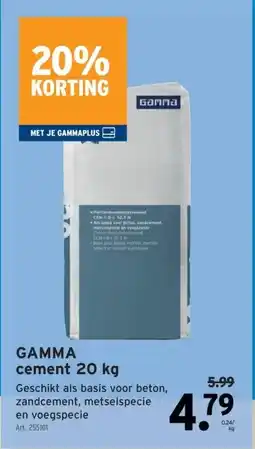 GAMMA GAMMA cement 20 kg aanbieding