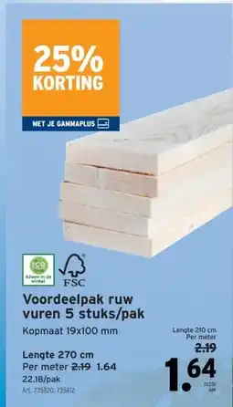 GAMMA Voordeelpak ruw vuren 5 stuks/pak aanbieding