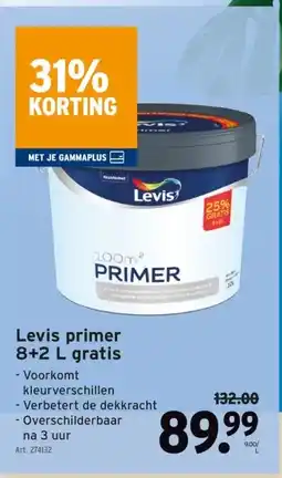 GAMMA Levis primer 8+2 L gratis aanbieding