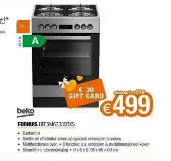 Expert Beko Fornuis Befsm62330dxs aanbieding