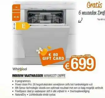 Expert Whirlpool Inbouw Vaatwasser Mxwi03t126pfe aanbieding