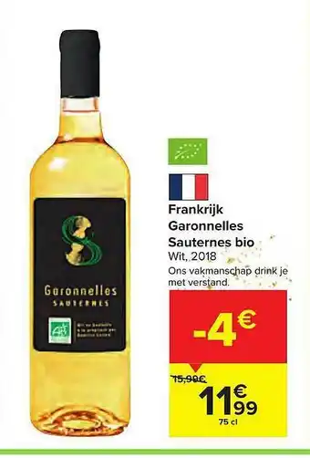 Frankrijk Garonnelles Sauternes Bio
