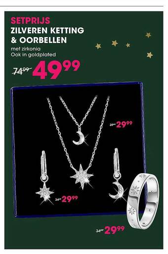 Lucardi Zilveren Ketting & Oorbellen aanbieding