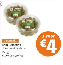 Colruyt Boni Selection olijven met basilicum aanbieding