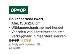 GAMMA Balkonparasol zwart aanbieding