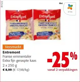 Colruyt Entremont Franse emmentaler Extra fijn geraspte kaas aanbieding