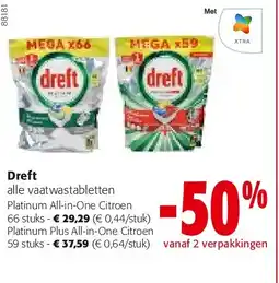Colruyt Dreft Platinum All-in-One Citroen 66 stuks aanbieding