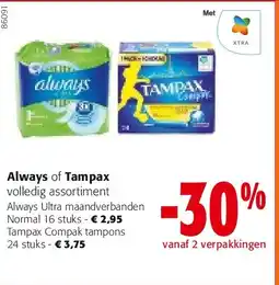 Colruyt Always Ultra maandverbanden Normal 16 stuks aanbieding
