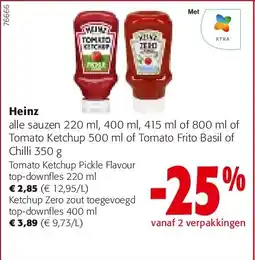 Colruyt Heinz Tomato Ketchup Pickle Flavour top-downfles 220 ml aanbieding