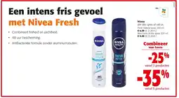 Colruyt Nivea Men Fresh Active spray 200 ml aanbieding